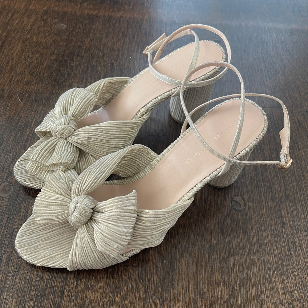 Loeffler Randall - Camellia Platinum Pleated Bow Heel - Picture 2 of 3